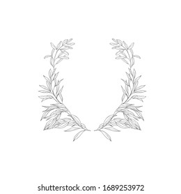 Floral botanical frame and monogram. Vintage border.