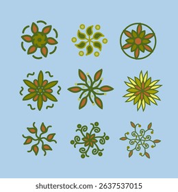 Floral Botanical Mandala with Leaves and Natural Elements