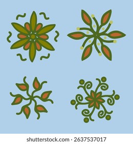 Floral Botanical Mandala with Leaves and Natural Elements