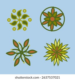 Floral Botanical Mandala with Leaves and Natural Elements