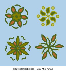Floral Botanical Mandala with Leaves and Natural Elements