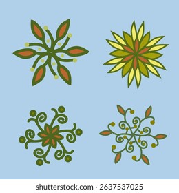 Floral Botanical Mandala with Leaves and Natural Elements