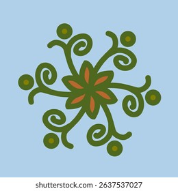 Floral Botanical Mandala with Leaves and Natural Elements