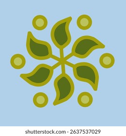 Floral Botanical Mandala with Leaves and Natural Elements