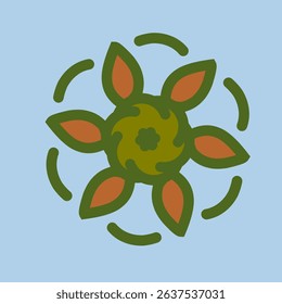 Floral Botanical Mandala with Leaves and Natural Elements
