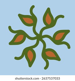 Floral Botanical Mandala with Leaves and Natural Elements