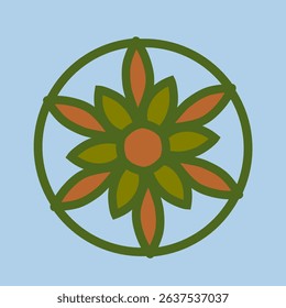 Floral Botanical Mandala with Leaves and Natural Elements