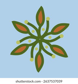 Floral Botanical Mandala with Leaves and Natural Elements