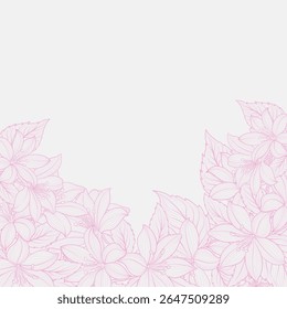 floral botanical on white background vector. Elegant line wallpaper lily, flowers, leaves, foliage, branches in hand drawn. 