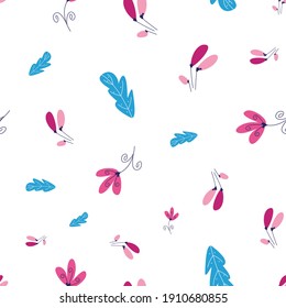 Floral botanical seamless patterns. Vector design for paper, cover, wallpaper, fabric, textile, interior decor and other project.