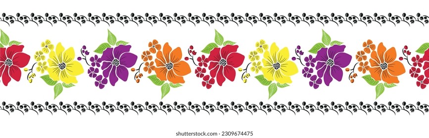 Floral Botanical Seamless Vector Border