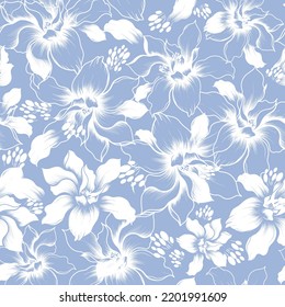 Floral botanical vector texture pattern with flowers and leaves. Seamless pattern can be used for wallpaper, pattern fills, web page background, surface textures.