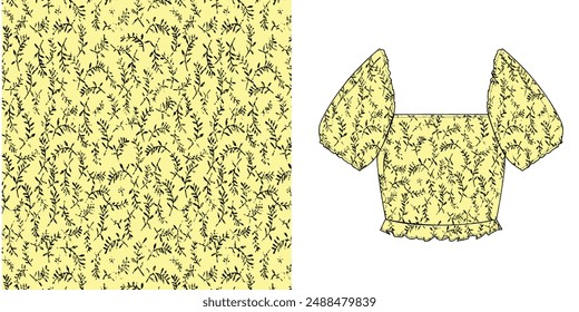 Floral botanical vector texture pattern with flowers and leaves.seamless leaves pattern on background.Seamless pattern can be used for wallpaper