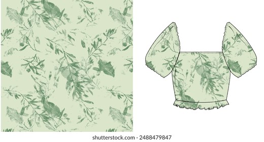 Floral botanical vector texture pattern with flowers and leaves.seamless leaves pattern on background.Seamless pattern can be used for wallpaper