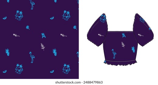 Floral botanical vector texture pattern with flowers and leaves.seamless leaves pattern on background.Seamless pattern can be used for wallpaper