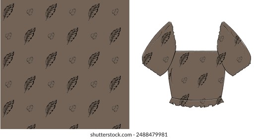 Floral botanical vector texture pattern with flowers and leaves.seamless leaves pattern on background.Seamless pattern can be used for wallpaper
