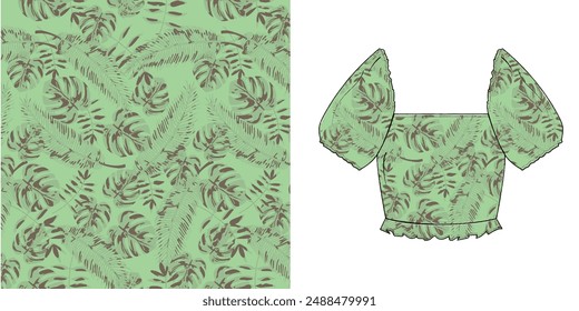 Floral botanical vector texture pattern with flowers and leaves.seamless leaves pattern on background.Seamless pattern can be used for wallpaper