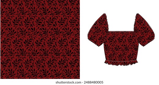 Floral botanical vector texture pattern with flowers and leaves.seamless leaves pattern on background.Seamless pattern can be used for wallpaper