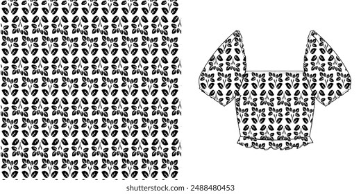 Floral botanical vector texture pattern with flowers and leaves.seamless leaves pattern on background.Seamless pattern can be used for wallpaper