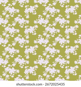 Floral botanical vector texture pattern with flowers and leaves. Seamless pattern can be used for wallpaper, pattern fills, web page background, surface textures