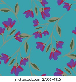 Floral botanical vector texture pattern with flowers and leaves. Seamless pattern can be used for wallpaper, pattern fills, web page background, surface textures