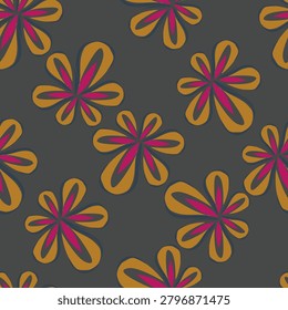 Floral botanical vector texture pattern with flowers and leaves. Seamless pattern can be used for wallpaper, pattern fills, web page background, surface textures.
