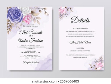 Floral and Botanical Wedding Invitation Card. Illustrator and designer. Wedding Invites, save the date, Birthday Invites, Video Invites, E-Cards.