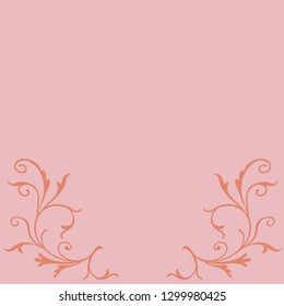 Floral bottom element of vector. Design swirl of red on light red background. Design print for illustration, element, frame, embroidery, background, card. 
