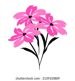 Floral bouquet of brush strokes with brush texture. Floral pattern background. Flower pattern for baby, kids and child. Vector illustration