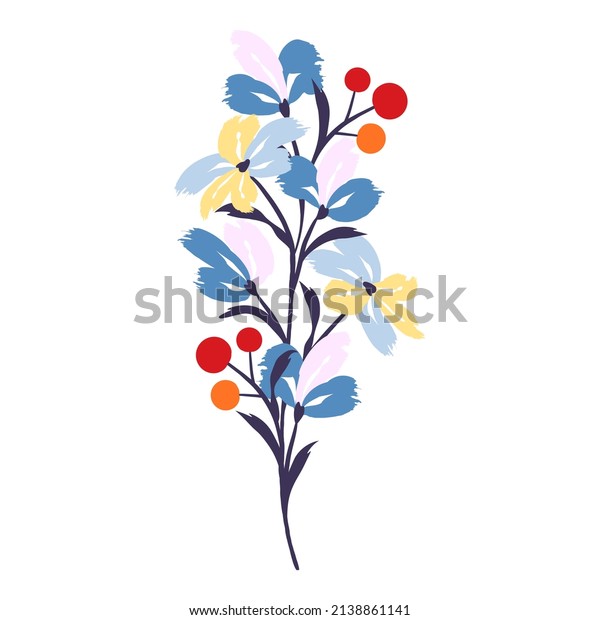 Floral bouquet of brush strokes with brush\
texture. Flowery branch. Background with floral pattern. Vector\
illustration