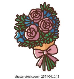 A floral bouquet featuring pink roses and greenery, great for romantic gifts, celebrations, and Valentine's Day designs