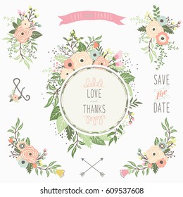 Floral Bouquet Frame Elements