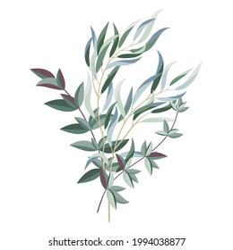 Floral bouquet with leaves and branches. Background for the greeting cards, invitations, booklets and more. Vector illustration.
