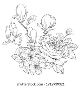 Floral bouquet on white background. Vector illustration