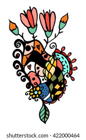 floral bouquet, retro flowers. Vector illustration. Isolated on white