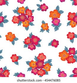 Floral bouquet seamless pattern. Flower posy background. Floral ornamental texture with flowers. Flourish tiled wallpaper
