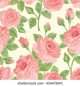 Floral bouquet seamless pattern. Flower posy background. Ornamental texture with flowers roses. Flourish tiled wallpaper