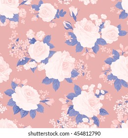 Floral bouquet seamless pattern. Flower posy background. Floral ornamental texture with flowers. Flourish tiled wallpaper