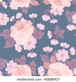 Floral bouquet seamless pattern. Flower posy background. Flourish tiled wallpaper
