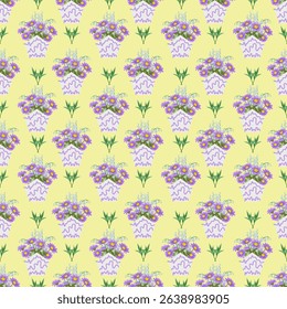 Floral bouquet seamless vector pattern Great for fabric packaging wallpaper wrap carpet decorative illusion and decor projects. Fully editable EPS file included.