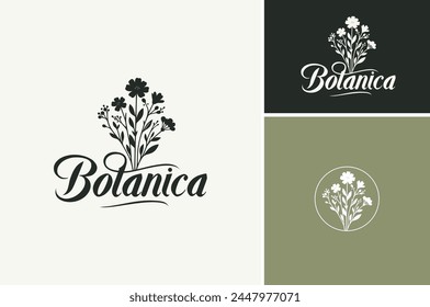 Una silueta de ramo floral para el diseño del logotipo de la tienda de Flower o Plant Garden