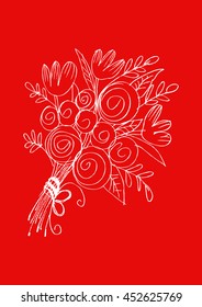 Floral bouquet. Sketchy style.