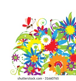Floral bouquet, summer illustration