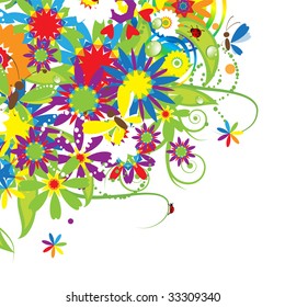 Floral bouquet, summer illustration