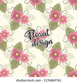 Floral bouquet vector pattern with flowers and leaves