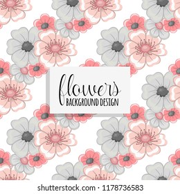 Floral bouquet vector pattern with flowers and leaves