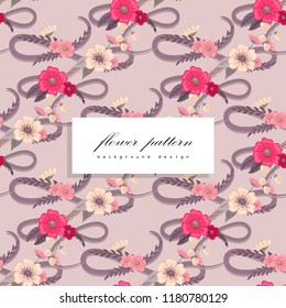 Floral bouquet vector pattern with flowers and leaves