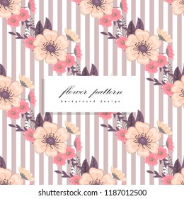 Floral bouquet vector pattern with flowers and leaves