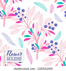 Floral bouquet vector pattern with flowers and leaves