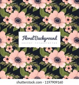 Floral bouquet vector pattern with flowers and leaves